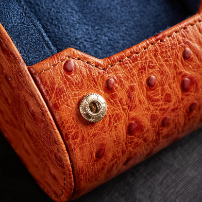 Genuine Napa Leather Watch Roll Travel Case - Travel Watch Rolls and Leather Watch Display Cases with Velvet Interior - Watch Storage Organizer Men's By CALIBERWATCH (Cognac - Single)