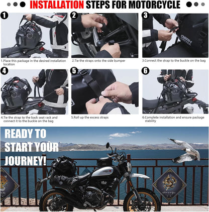 Waterproof Duffel& Luggage Bag - Motorcycle Dry Bag Tail Saddle Bags with Roll Top Closure,Large Storage Space,for Camping, Kayaking, Fishing & Traveling(Jungle, 60L)