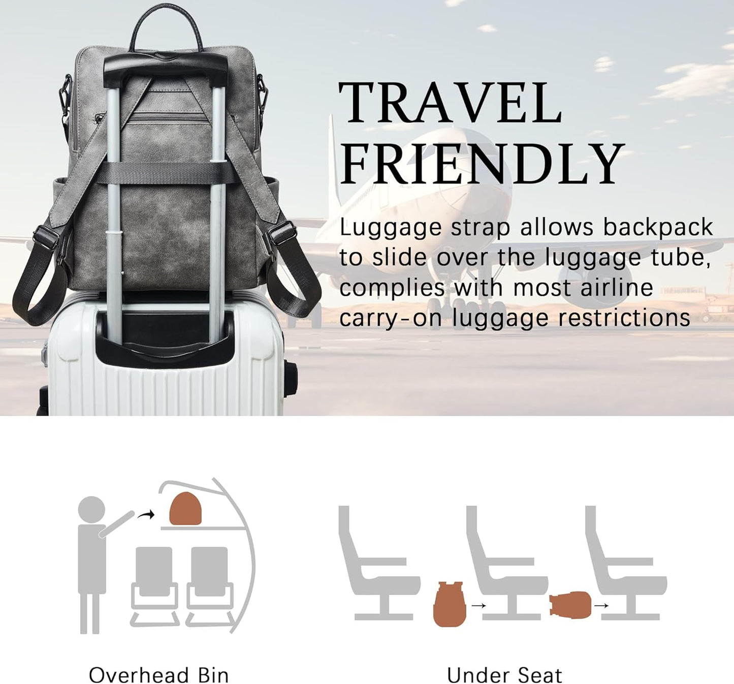 Shrrie Vegan Leather Laptop Backpack for Women 15.6 inch Work Backpack Fashion Travel Backpack Purse for Travel College Work