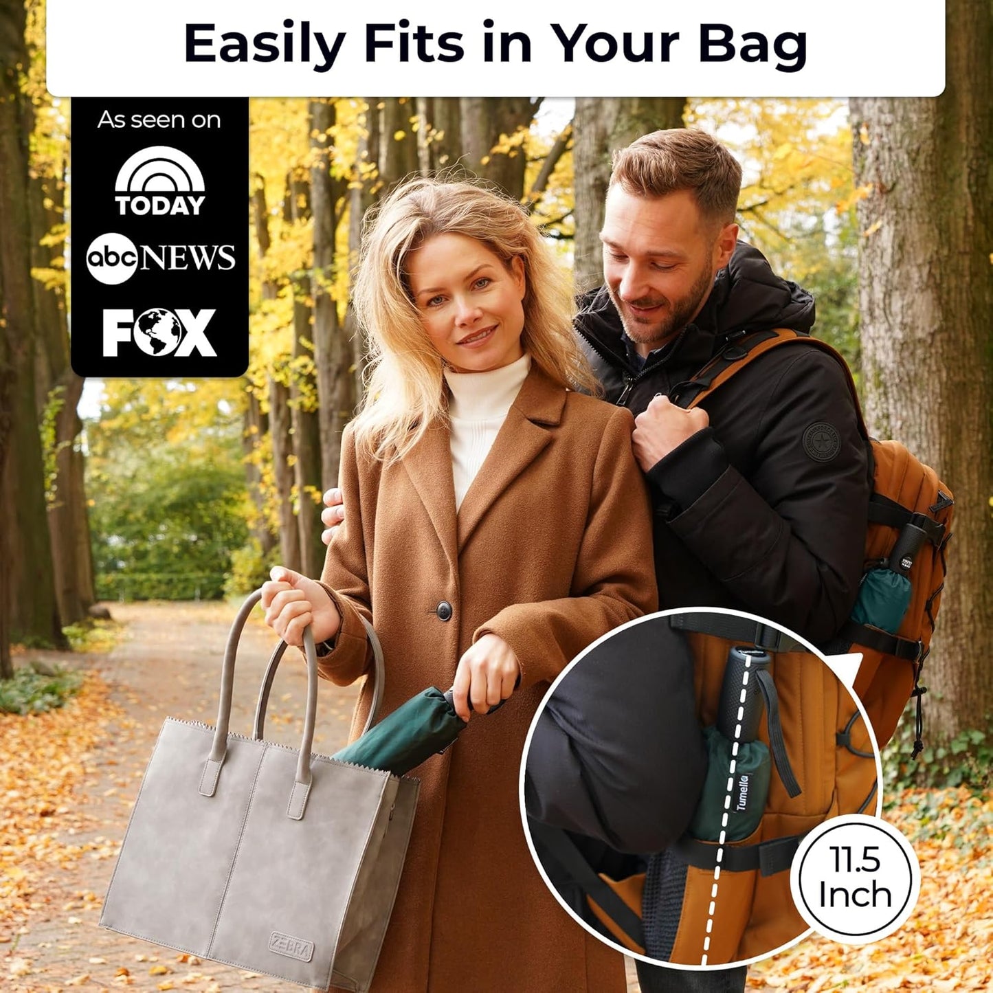 TUMELLA Strongest Windproof Travel Umbrella (Compact, Superior & Beautiful), Small Strong but Light Portable and Automatic Folding Rain Umbrella, Durable Premium Grip, Fits Car & Backpack