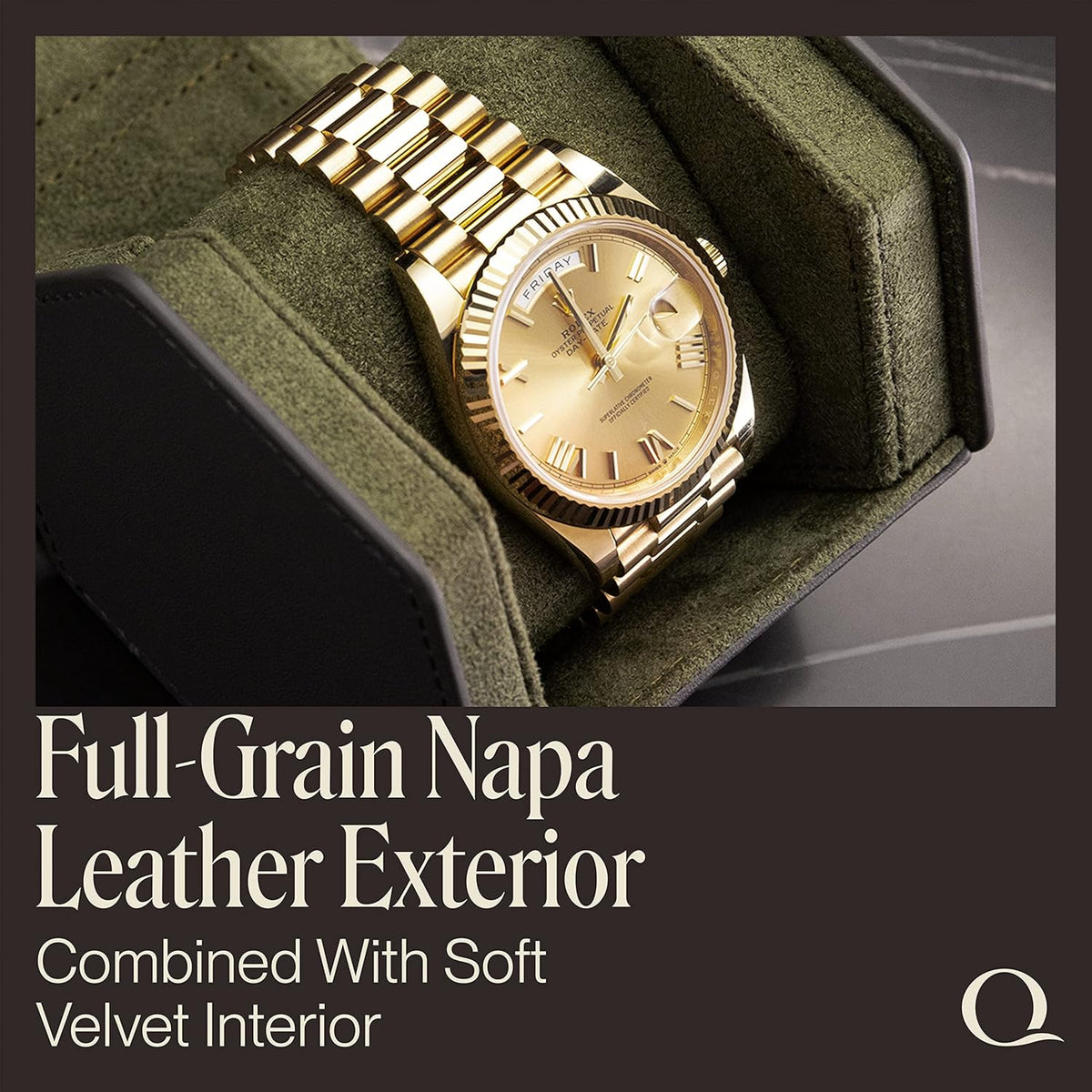 Leather Watch Cases for Men - Hexagon Single & Double Watch Roll Travel Case - Genuine Napa Leather with Velvet Interior - Storage & Display Holder 1 or 2 Watches