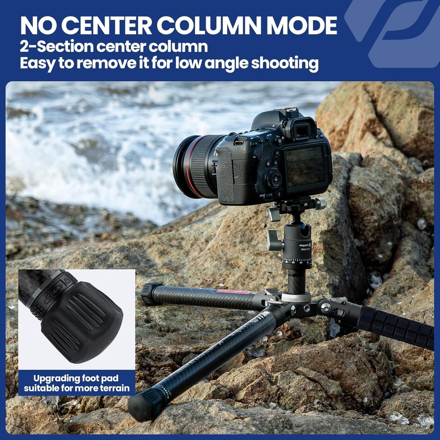 Fotopro 62 Inch Carbon Fiber Tripod for Camera Ultralight Travel Camera Tripod Max Loads Up 22lbs X-Aircross 3 Grey