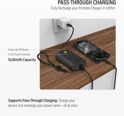 Nimble Champ Portable Charger, 10,000mAh Power Bank Fast Charging, 20W Dual USB-C Battery Pack with Cable, Travel Essential Power Bank for iPhone Laptops Galaxy Tablet Pixel iPad Macbook Kindle Airpod