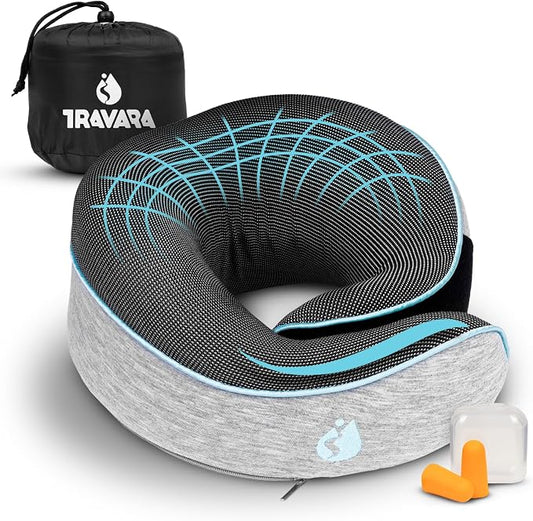 Travel Pillow - Airplane Neck Pillow - 100% Pure Memory Foam Flight Pillow by Welcomeonourtravelpage