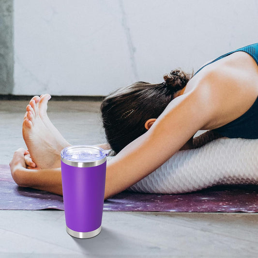 20oz Tumbler Bulk Stainless Steel Tumbler Cup with Lid Vacuum Insulated Double Wall Travel Mug, Durable Powder Coated Travel Coffee Tumbler Mug for Hot & Cold Drinks, Purple,8 Pack