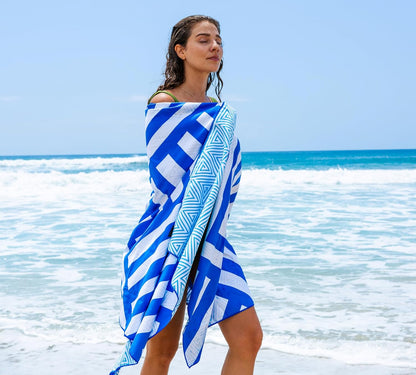 Elite Trend Quick Dry Towel Extra Large 78x35 Inch - Microfiber Beach Towel - Perfect for Beach, Travel, Swimming, Pool, Yoga, Hiking, Camping - Lightweight, Fast Drying, Compact for Adults (Maze)