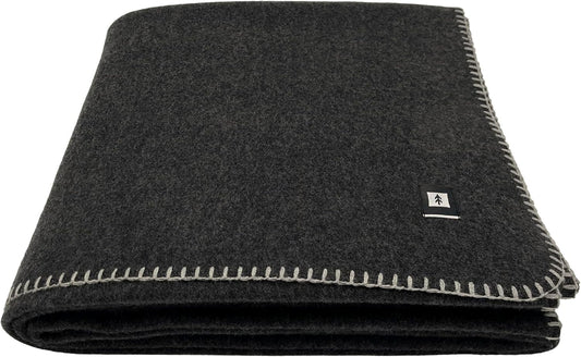 EKTOS 100% Virgin Wool Blanket, 90" x 66", Perfect for Camping, Survival and Bushcraft (Charcoal, Twin Size)
