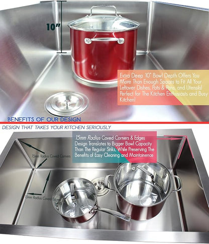 17 in. x 15 in. x 9 in. 16-Gauge Stainless Steel Undermount Single Bowl Bar - Image 6