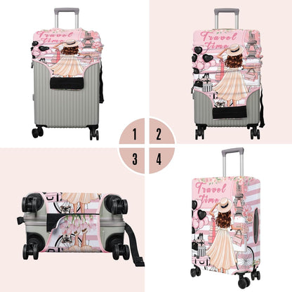 Travel Luggage Cover Suitcase Protector Fits 18-32 Inch Wheel Covers PatternedTravel Related Items Flower Luggage Protector Elastic L