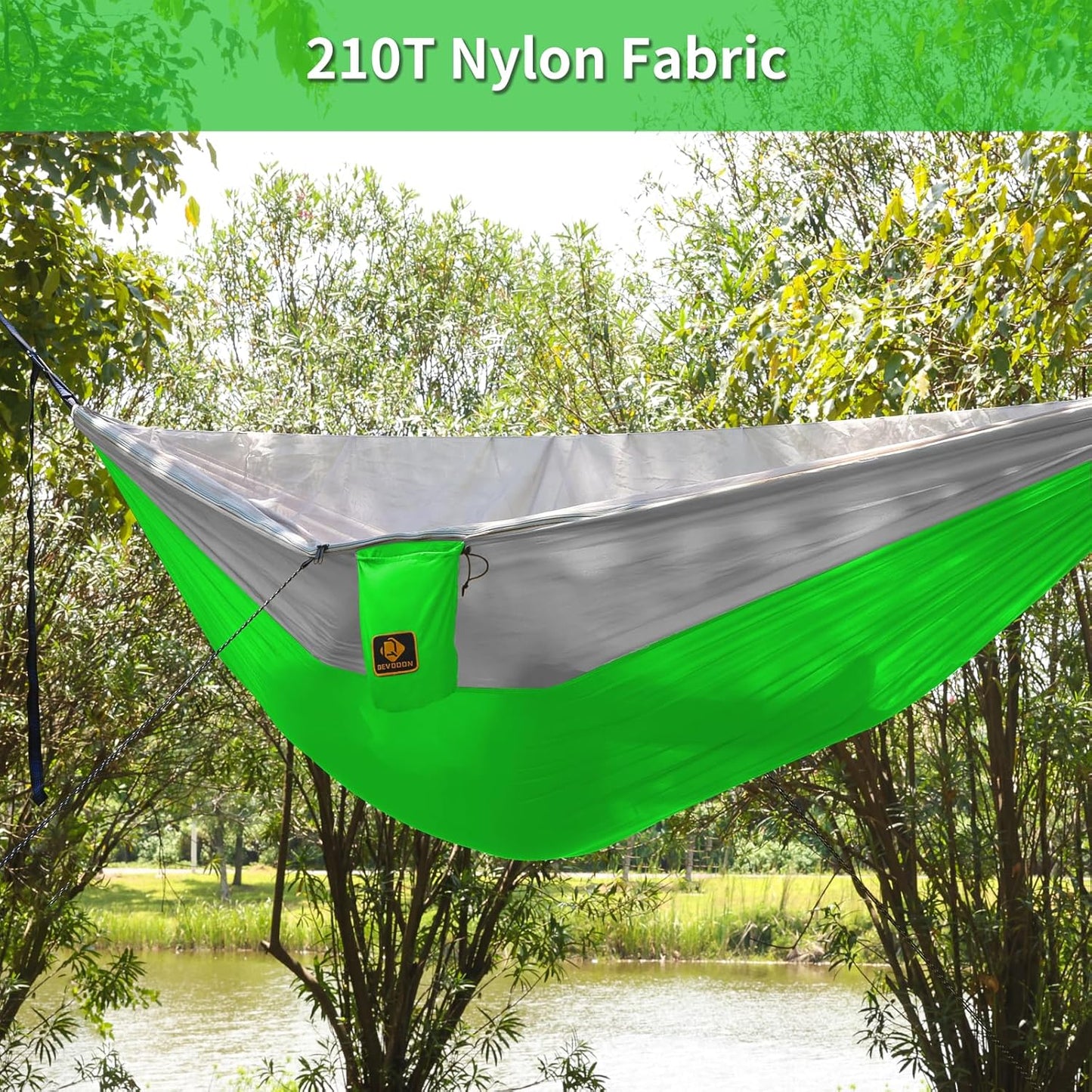 Camping Hammock, Portable Hammocks with Mosquito Net,Lightweight Nylon Parachute Hammock with 10ft Tree Straps,Camping Gear Must Haves for Travel Hiking Backpacking Beach Patio