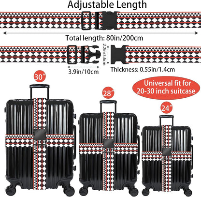 Geometric Arts Luggage Straps for Suitcases, Adjustable Luggage Travel Belt to Keep Luggage Security While Travel, Strong Polyester Fabric, Easy-to-Recognize Funny Pattern Travel Accessories, 2 Pack