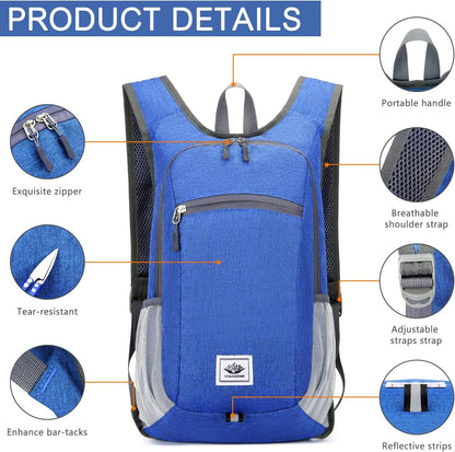 Esup 15L Lightweight Hiking Backpack Foldable Small Travel Backpack Packable Camping Backpack for Women Men (Sky blue)