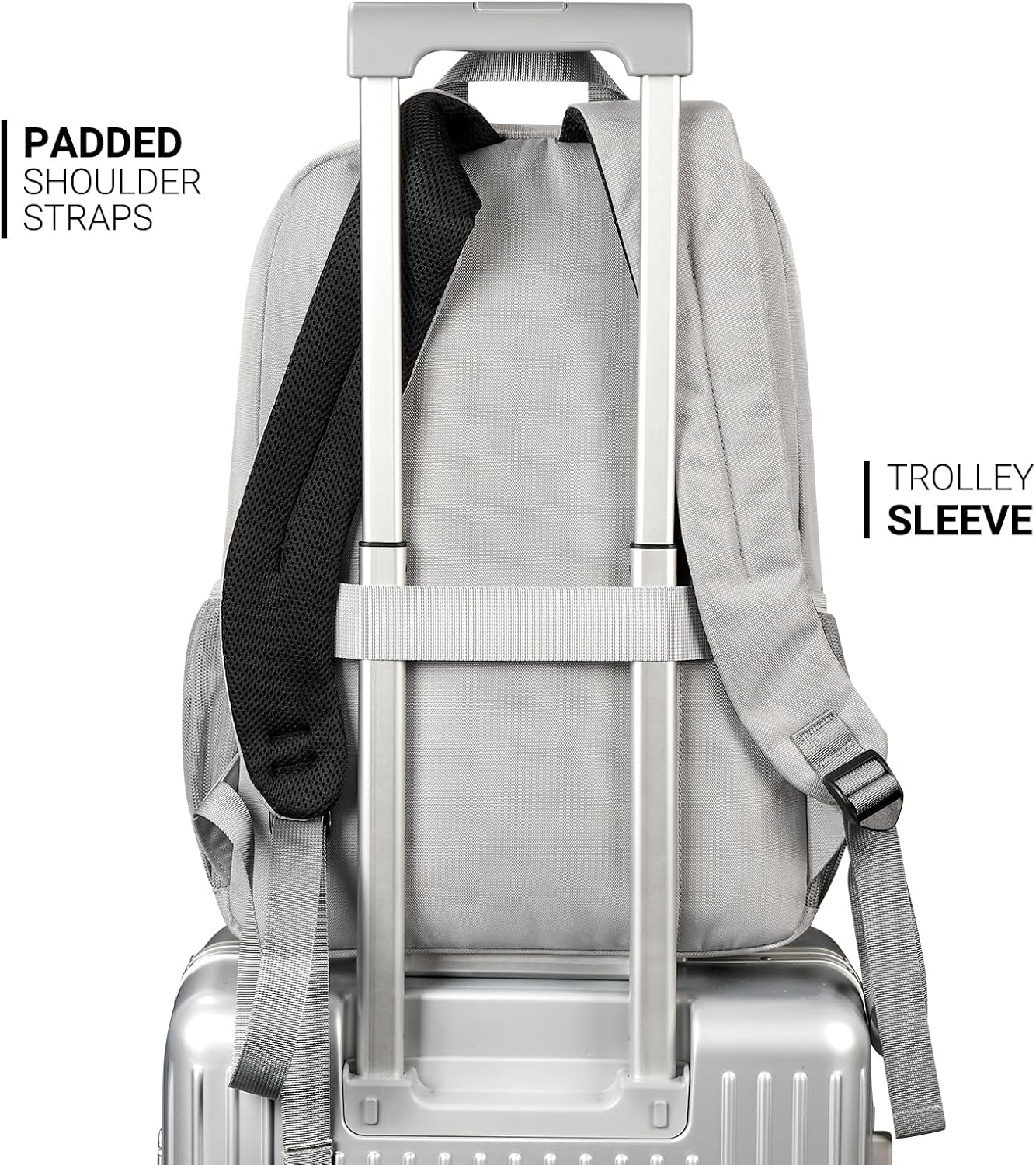 ZORFIN 26L Backpack for College, and Travel: Water Resistant Bookbag - Grey