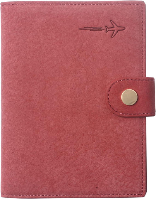 Genuine Leather Passport Case, RFID Passport Cover with Credit Card Holder for Women and Men Family ID Travel