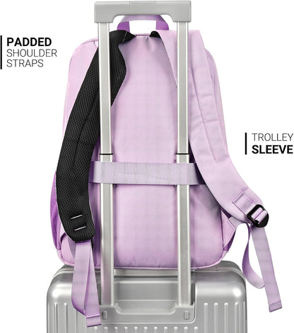 ZORFIN 26L Backpack for College, and Travel: Water Resistant Bookbag - Light Purple