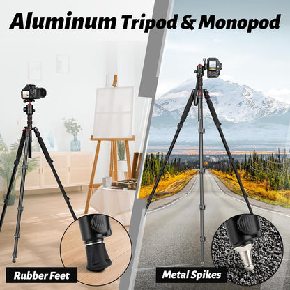 JOILCAN Tripod for Camera, 81" Aluminum Camera Tripod Monopod for DSLR, Heavy Duty Travel Tripods for Spotting Scope Binoculars Laser Level, Payload 35Lb