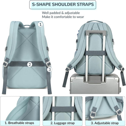 Lohol Water Resistant Backpack with Mulitiple Pockets for School Travel Outdoor College, 15.6 inch Laptop Daypack for Men and Women (Blue)