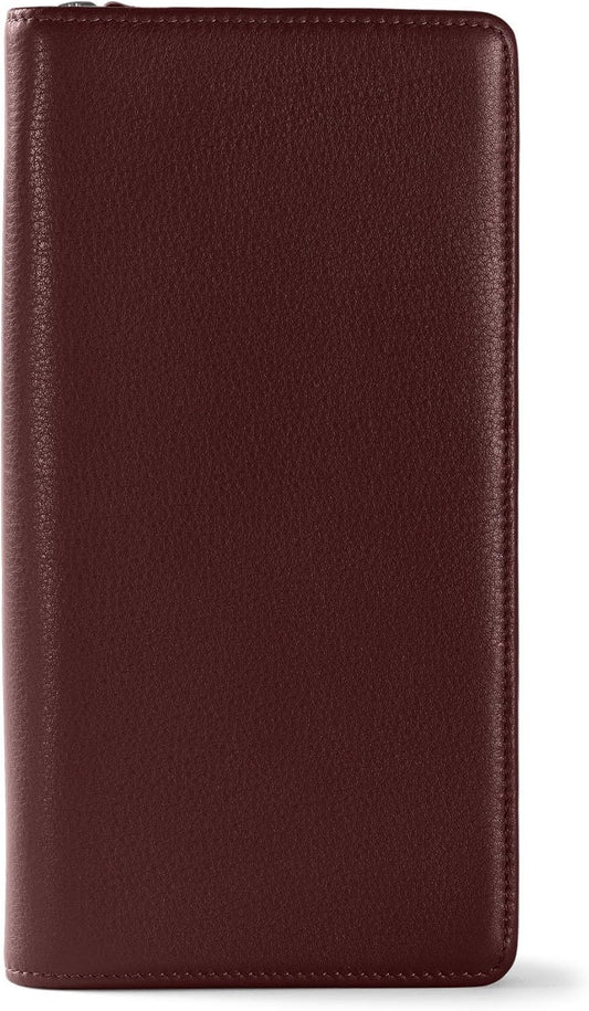 Leatherology Bordeaux Travel Zip Organizer Wallet, Passport Holder, RFID Available, Full Grain Leather