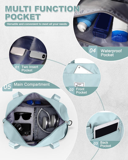 Travel Duffel Bag, Sports Tote Gym Bag, Shoulder Weekender Overnight Bag for Women