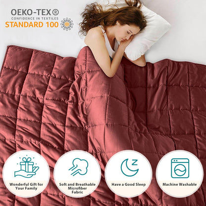 L'AGRATY Weighted Blanket - 60"x80" 15lbs Cooling Breathable Heavy Blanket Microfiber Material with Glass Beads for Adult All-Season Summer Fall Winter Soft Thick Comfort