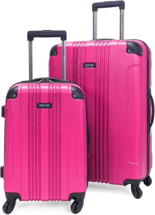 Kenneth Cole REACTION Out of Bounds Lightweight Hardshell 4-Wheel Spinner Luggage, Magenta, 2-Piece Set (20" & 28")