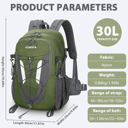 Hiking Backpack 30L Lightweight Travel Daypack Small Day Pack for Men Women Outdoor Camping Backpacking, Army Green
