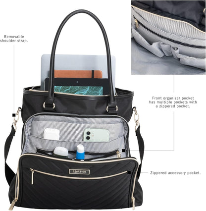 Kenneth Cole REACTION Chelsea Quilted Chevron 15" Laptop & Tablet Business Tote with Removable Shoulder Strap
