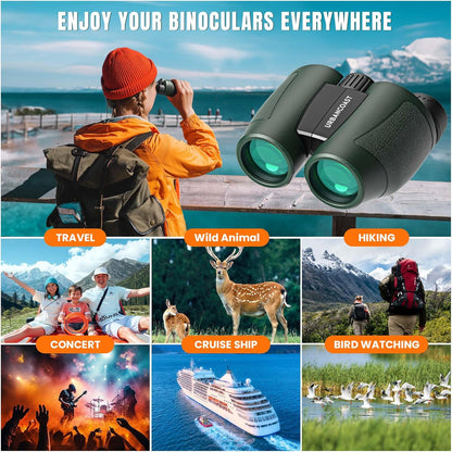 12x32 Compact Binoculars for Adults and Kids - High Powered Lightweight Small Binoculars with Large View - Super Bright Waterproof Binocular for Bird Watching Travel Cruise Ship Hiking Sports Concert