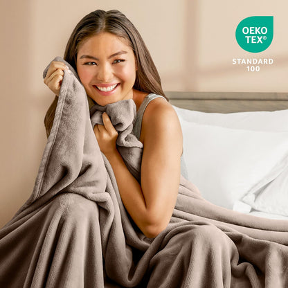 Bare Home Fleece Blanket - Full/Queen - Ultra-Soft Lightweight for Bed, Sofa, and Couch - Luxury Microplush - Cozy Warm Blanket (Full/Queen, Taupe)