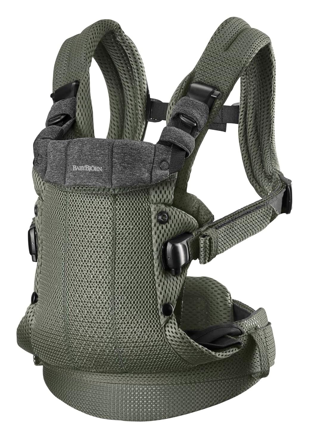 BabyBjörn Baby Carrier Harmony, Dark Green, 3D Mesh | 3-in-1 Ergonomic Baby Carrier; Newborn, Facing-in, Outward-Facing, and Back Carrying Positions Supported (7-40 lbs), Newborn to Toddler