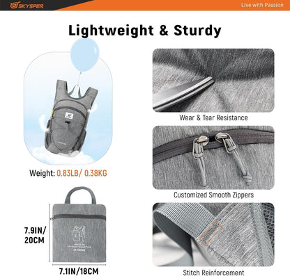 SKYSPER 15L/20L Foldable Hiking Backpack Lightweight Packable Travel Daypack with Chest Strap Small Folding Pack for Walking