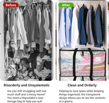 Moving Bags Heavy Duty Extra Large, Alternative for Moving Boxes & Moving Supplies,Clear Storage Bins with Lids, Plastic Packing Tote, Storage Bags for Clothes with Handles & Zippers(Clear, 4Pack)