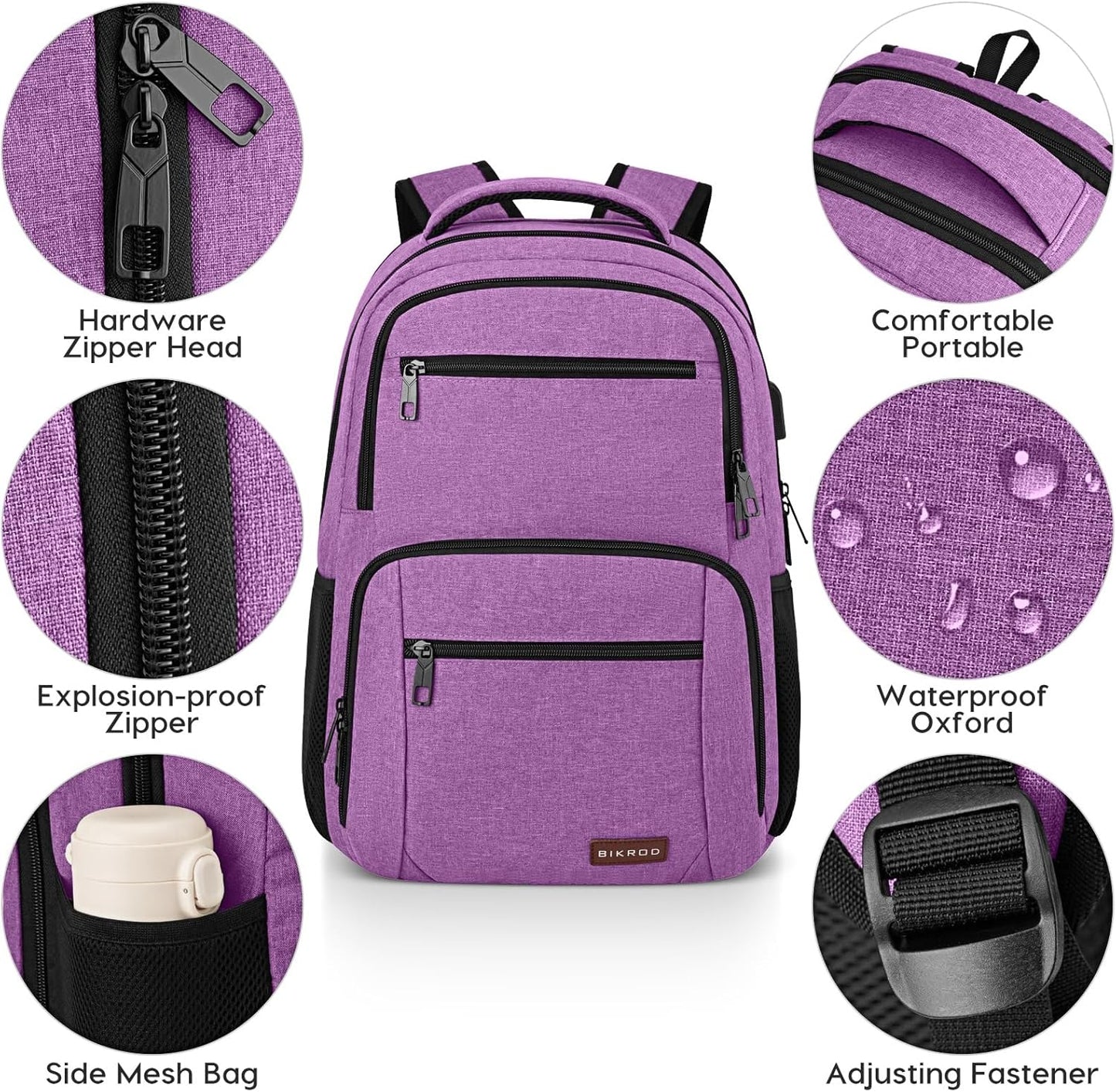Backpack for Girls Women, School Backpack for Teen Boys, Lightweight Casual High School Bookbag, Daily-use Travel Laptop Backpack with USB Charging Port Fits 15.6 Inch Notebook