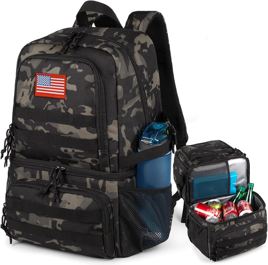 Tactical Double Deck Cooler Backpack for Men,Large Lunch Backpack with 2 Compartment,Soft Cooler Bag