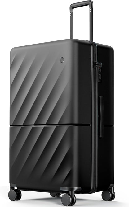 Trunk Luggage 29 Inch, Large Checked Luggage with Double Spinner Wheels, Anti-Burst Zipper, Hard Case PC Suitcase, Lightweight Travel Luggage, TSA Approved (Onyx Black, Hudson)