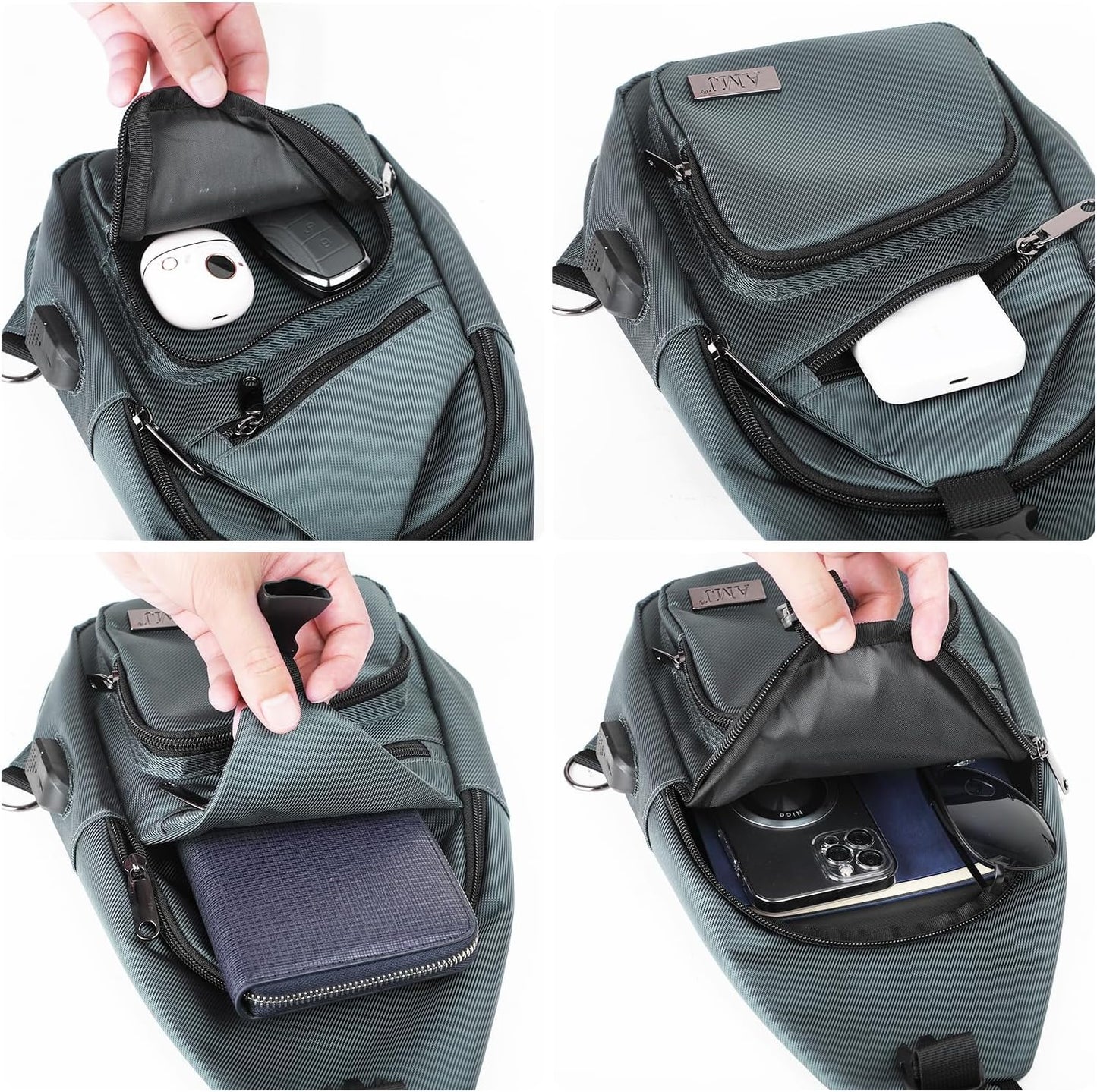 AMJ Crossbody Sling Bag Men Women, Casual Shoulder Backpack, Chest Daypack Satchel for Hiking Travel