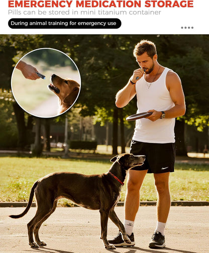 3-in-1 Fire Starter Survival Tool -Titanium Emergency Whistle, Kerosene Lighter & Mini Pill Holder, IPX8 Water-Resistant, Dust-Resistant, Compact for Hiking, Camping, Rescue(Fuel not Included)