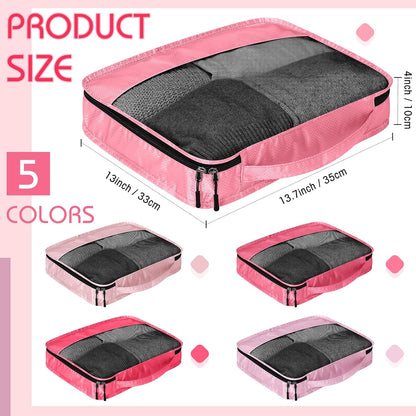 5 Pcs Packing Cubes for Suitcase Large Travel Cubes Carry on Luggage Organizer Bags for Clothes Accessories(M,Pink)