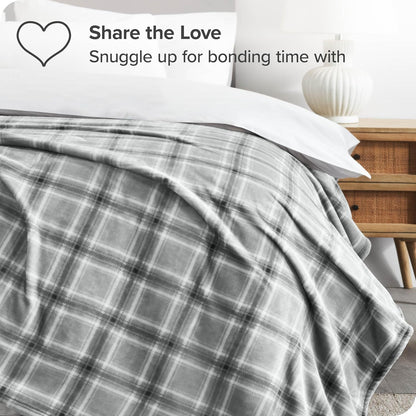 Bare Home Fleece Blanket - King Size - Ultra-Soft Lightweight for Bed, Sofa, and Couch - Luxury Microplush - Cozy Warm Blanket (King, Tartan Plaid)