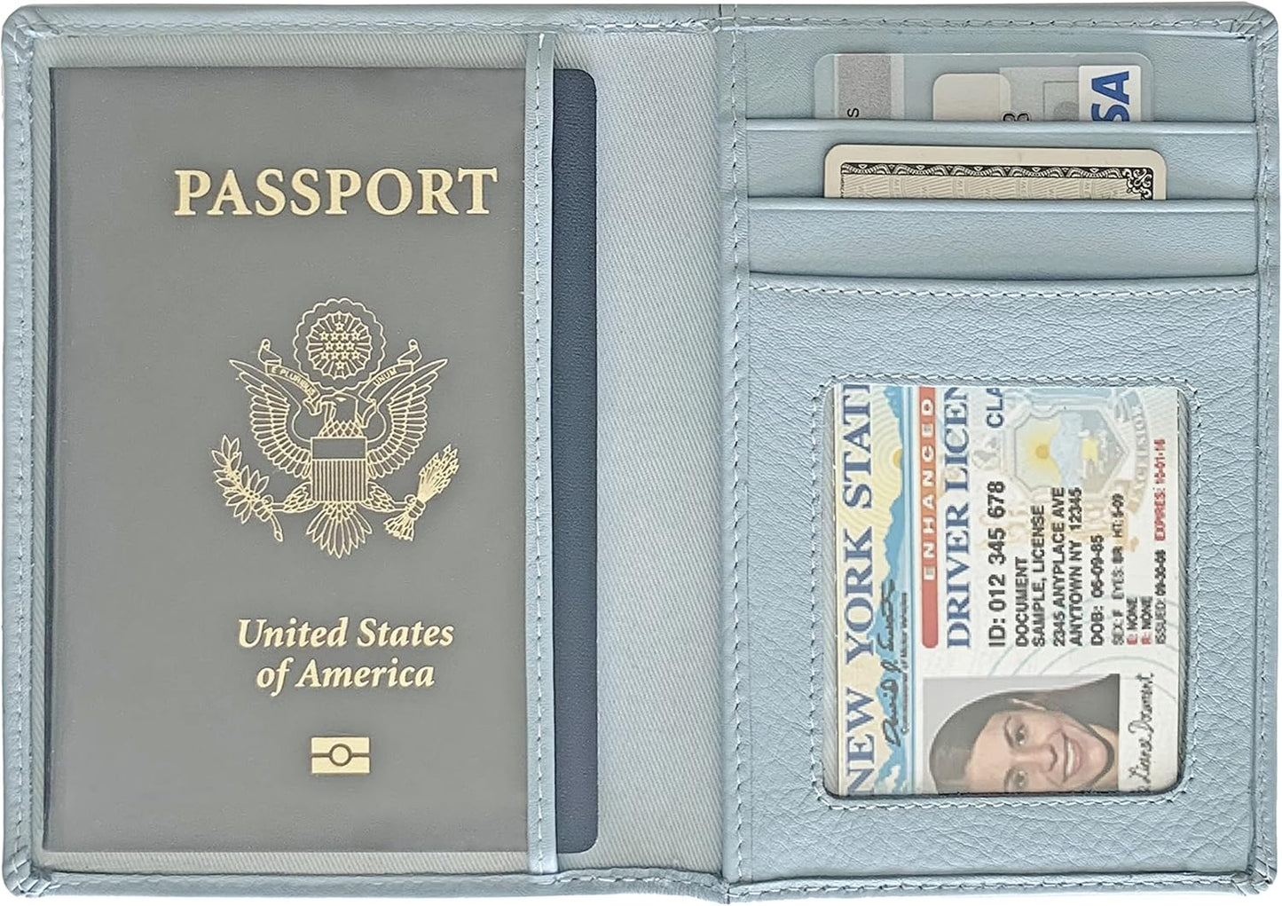 Personalized Monogrammed Chambray Leather RFID Passport Wallet