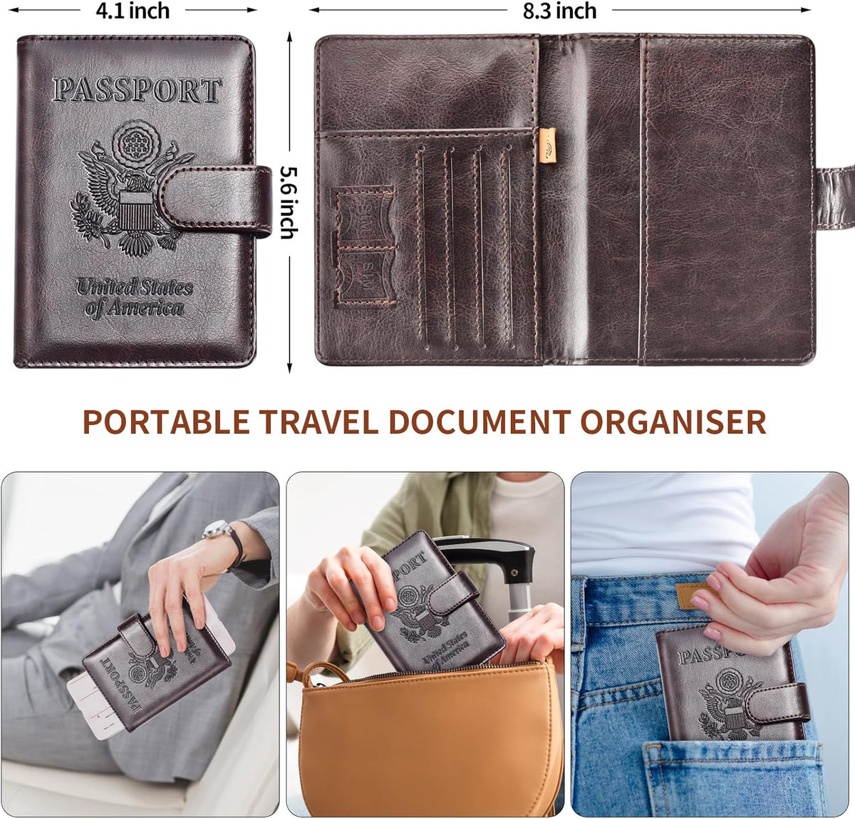 Herain Passport Holder for Travel Cruise Essentials, 2 Pcs Passport Cover Wallet Case Women Men Family, RFID Passports Book Card Holders Travel Accessorie Gifts Must Haves