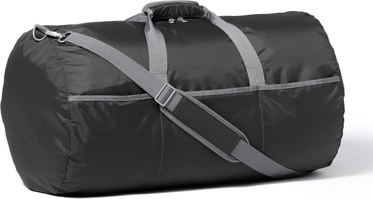 Amazon Basics 32.4" Extra Large Foldable Duffle Bag for Travel & Storage, with Exterior/Interior Zippered Pockets, Lightweight/Durable Nylon Material, 50-LBS Capacity, 9254 Cubic Inch (150L), Black