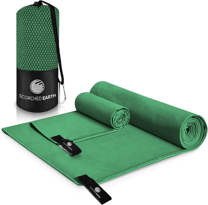 ScorchedEarth Microfiber Travel & Sports Towel Set (Evergreen) - XL Set (39x70.5 & 12x24)