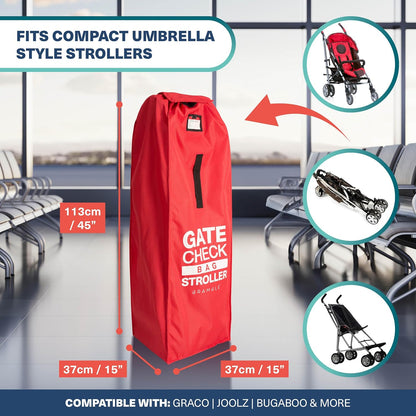 Bramble 600D Oxford 47" Inch Large Umbrella Stroller Bag for Airplane with Flip Top & ID Window | Waterproof Gate Check Stroller Bag for Airplane, Padded Umbrella Stroller Travel Bag for Airplane