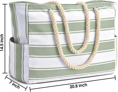 Becokan Beach Bags for Women Large Waterproof Beach Tote Bag Zipper Beach Bags Waterproof Sandproof Swim Pool Bag Large Tote