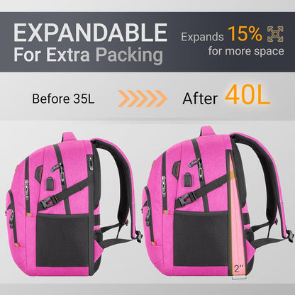 40L Expandable Laptop Backpack, Anti-thief Travel Backpack with USB Charging Port, Airline Approved Business Waterproof Carry on Luggage, Fits 15.6" Laptop for Men Women