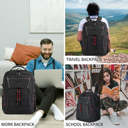 KROSER Travel Laptop Backpack 17.3 inch XL Computer Backpack Stylish College Backpack with RFID Pockets USB Charging Port REFLECTIVE STRIPS Water-Repellent Daypack for Business/Men