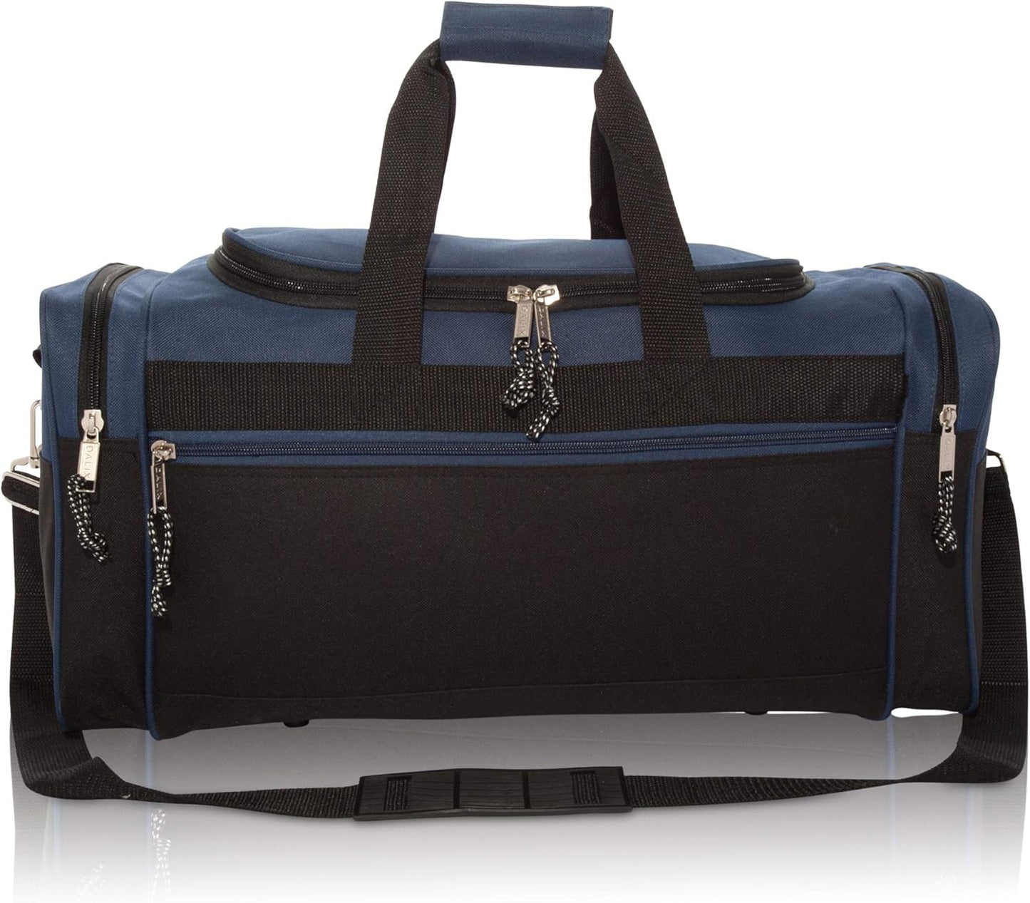 DALIX 21" Blank Sports Duffle Bag Gym Bag Travel Duffel with Adjustable Strap in Navy Blue