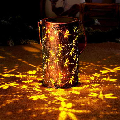 Homemory Dragonflies Solar Lanterns Lights Outdoor Waterproof, Hollowed-Out Metal Decor Lantern, Gifts for Women, LED Solar Lights Metal Decoration Outside for Yard, Patio, Backyard, Porch, Lawn