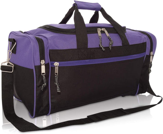 DALIX 21" Blank Sports Duffle Bag Gym Bag Travel Duffel with Adjustable Strap in Purple